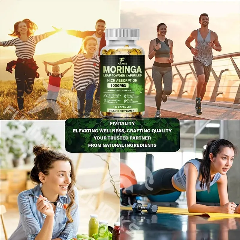 Cápsulas de 1000mg de Moringa Oleifera de alta absorção apoiam o metabolismo imunológico, cuidados com a pele e controle de peso saudável