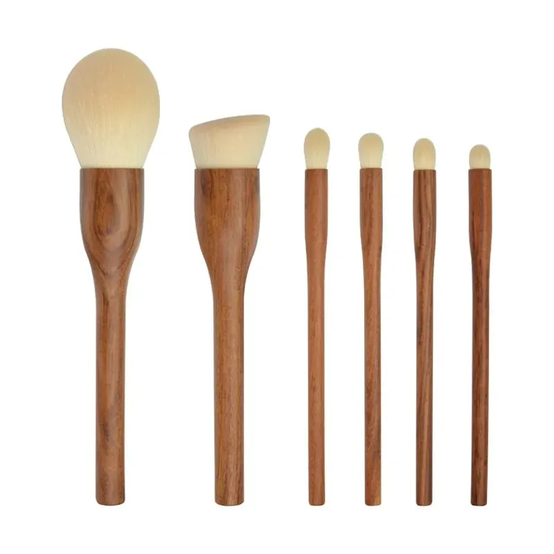 6/8/10PCS Black Walnut Handle Makeup Brushes Powder Blush Foundation Sculpting Eyeshadow Smudge Blending Cosmetic Brush