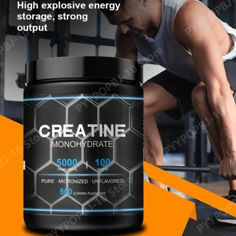 Creatina monohidratada em pó 500g suplemento micronizado sem sabor para recuperação de treino suporte muscular homens mulheres