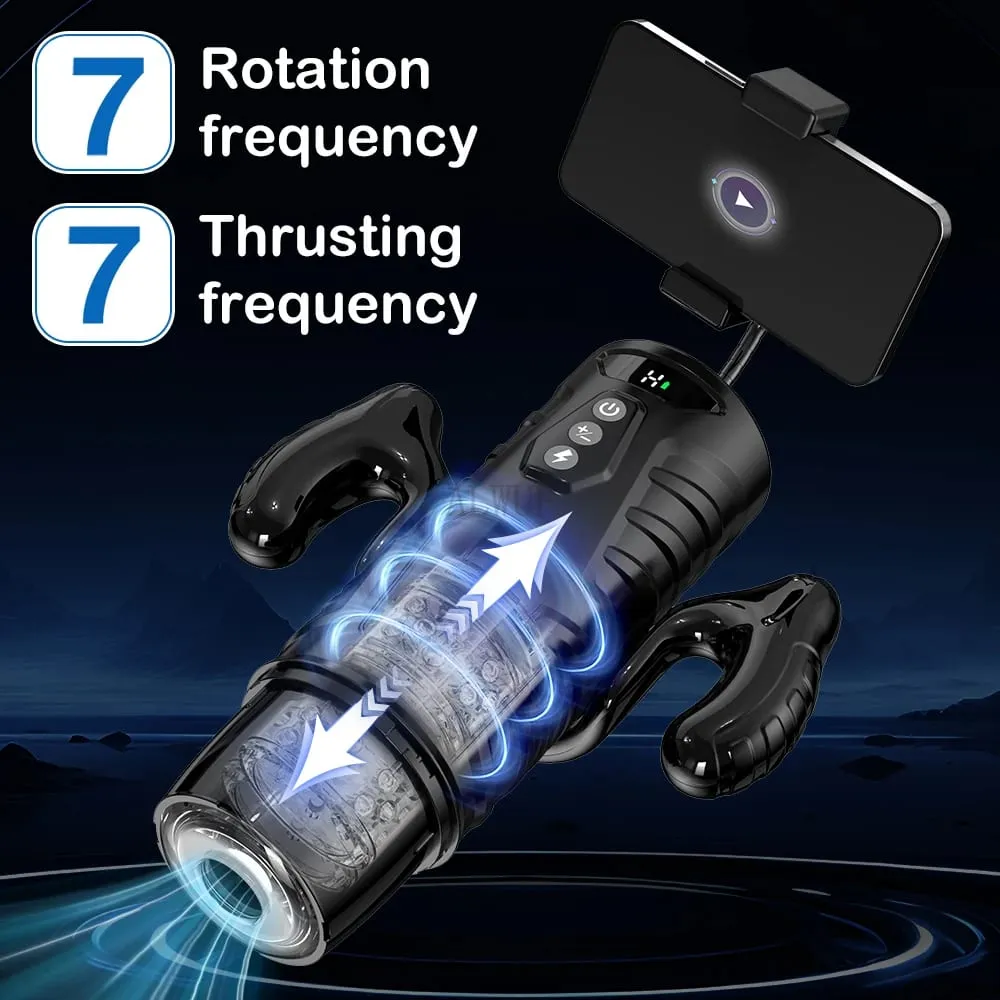 Masturbador automático para homens, rotação telescópica, copo de masturbação com alça, suporte para telefone, produtos adultos, brinquedo sexual para homens 18 +