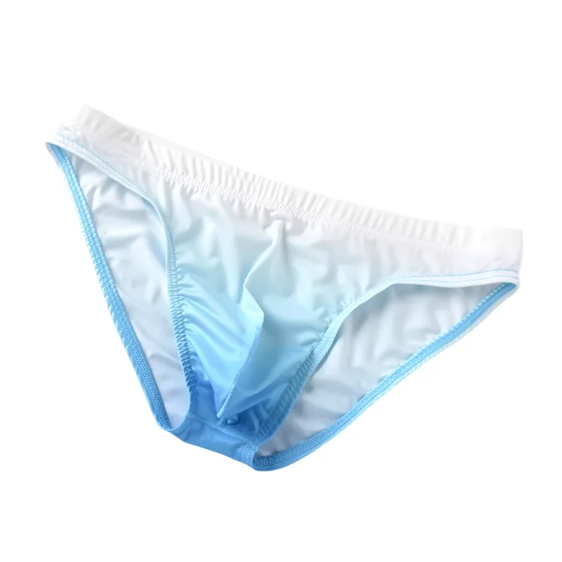 Cuecas masculinas de seda gelo com bolsa de cor gradiente respirável sexy bikini desliza cintura baixa masculino calcinha de levantamento de bunda cuecas — image 8