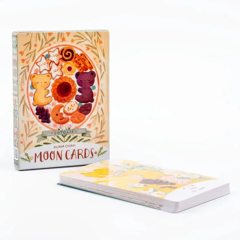 Cotolie KUMACHAN MOON CARDS 24 Pcs Deck Versão Inglês Adorável Urso Oracle Cards Jogo de Tabuleiro para Festa de Família 10.4*7.4cm