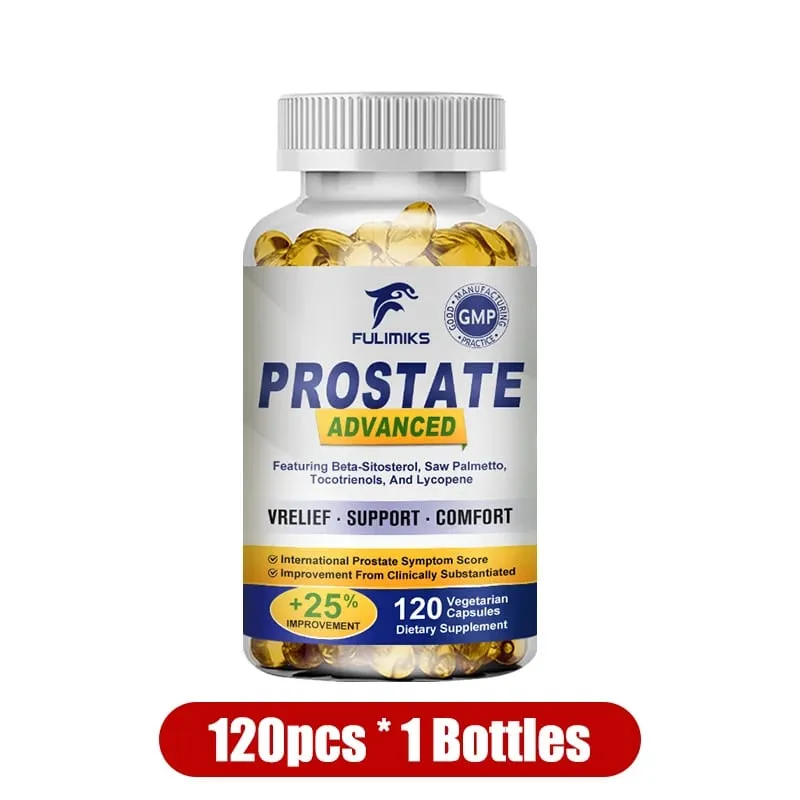 Cápsulas de próstata premium com Saw Palmetto e beta-sitosterol apoiam o fluxo urinário, saúde e conforto da próstata, aliviam a bexiga