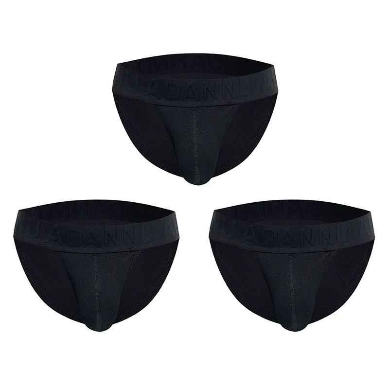 Cueca convexa de algodão com nervuras, confortável para a pele, sensação nua, letra em relevo, cintura larga, roupa íntima de ajuste fino