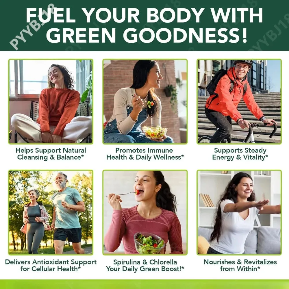 Solo Tree Spirulina Chlorella Softgels com Microalgas Orgânicas Vitamina B6 B12 Equilíbrio Digestivo e Suporte Imunológico 300 Softgels