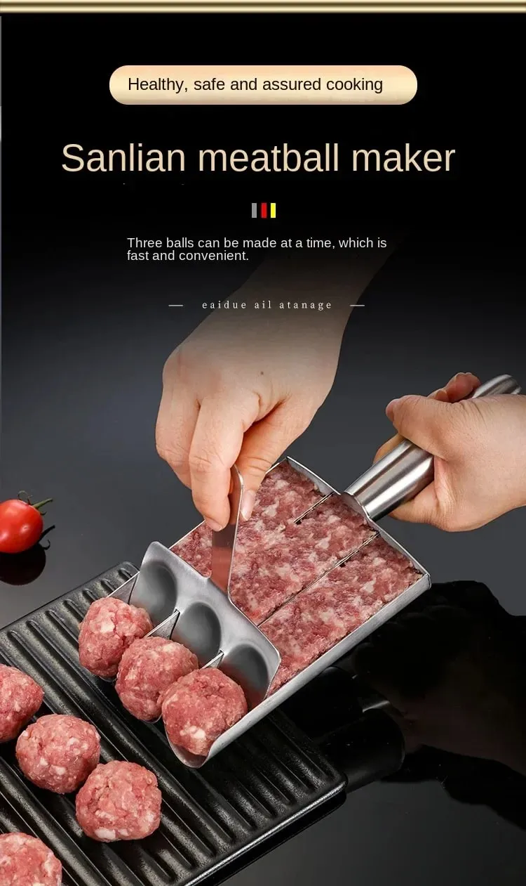 Easy-Release Non-Stick Meatball Maker Set - Manual Meatball Spoon for Effortless Fish Balls-Ideal Kitchen Tool for Home Cooking