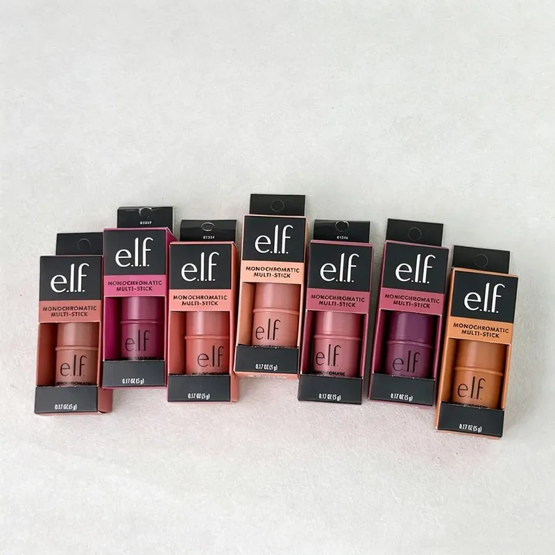 Elf bastão de blush multiuso três em um, alto brilho, contorno natural, maquiagem nude para lábios e bochechas
