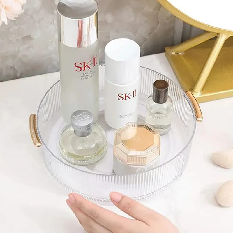 360° Rotating Transparent Acrylic Makeup Organizer Cosmetic Tools Storage Box Makeup Brushes Organizer Storage Baskets Organizer