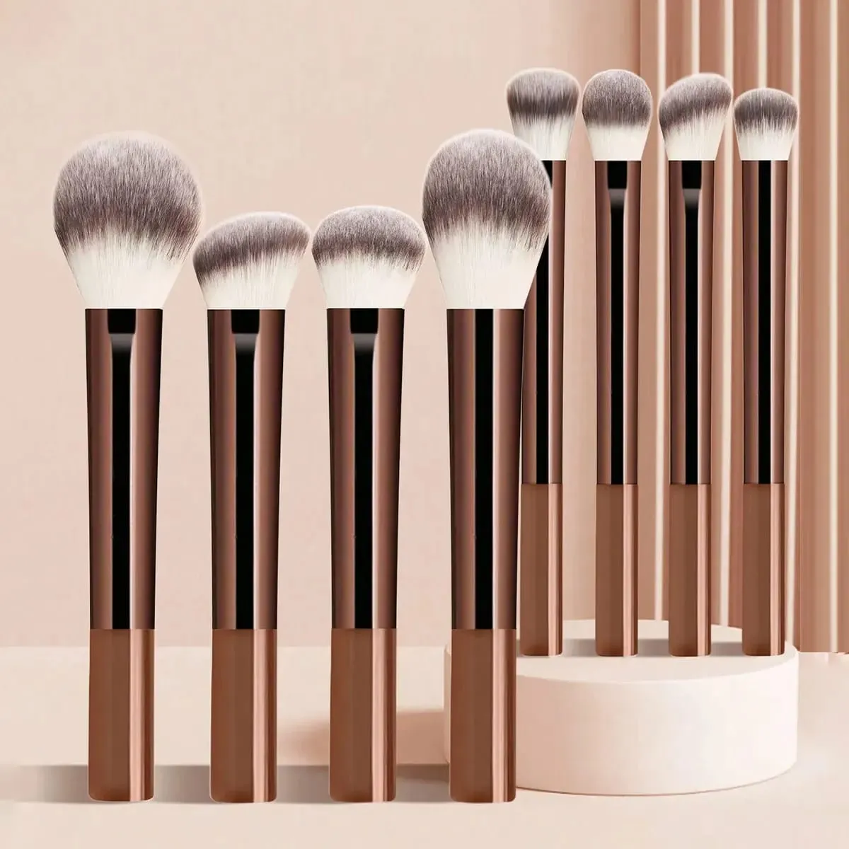 Professional Multifunctional Makeup Brush Set 8pcs Long-Handle Makeup Brushes Including Powder Blush Foundation Contour Nos