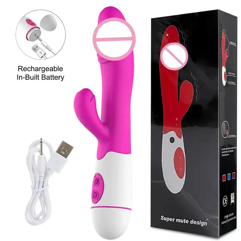 Vibrador coelho para mulheres, 30 velocidades, recarregável, ponto g, estimulador de clitóris, vagina, masturbador feminino, brinquedos sexuais para aldult