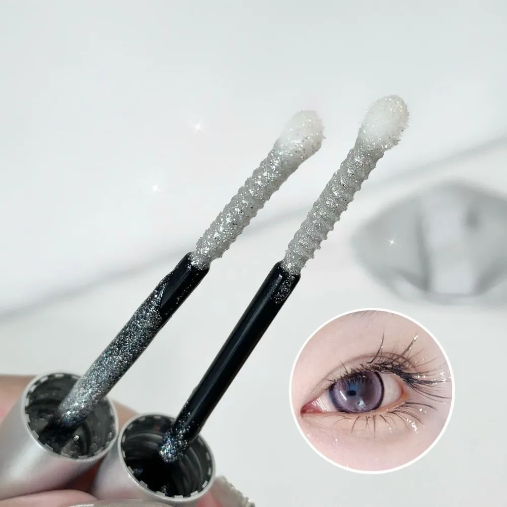 Rímel brilhante prateado, glitter fino, destaque, alongamento, ondulação, sem manchas, à prova d'água, natural, 3d, maquiagem brilhante para os olhos