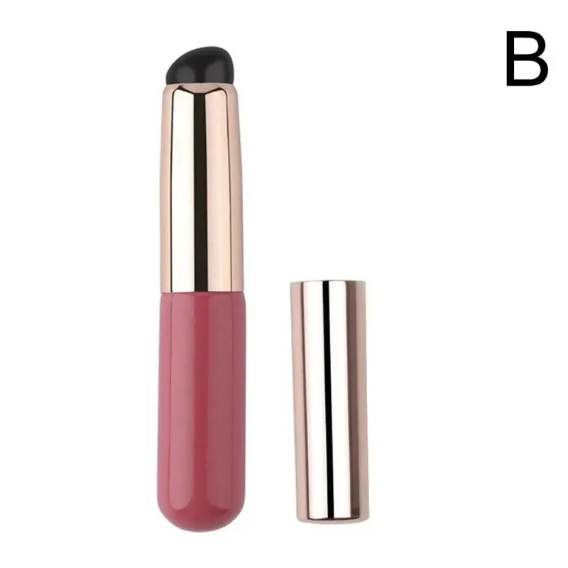 1Pc Pincéis de lábios de silicone com tampa Pincel corretivo como pontas dos dedos Q Pincéis de maquiagem de batom macio Cabeça redonda sem rosa quebrado