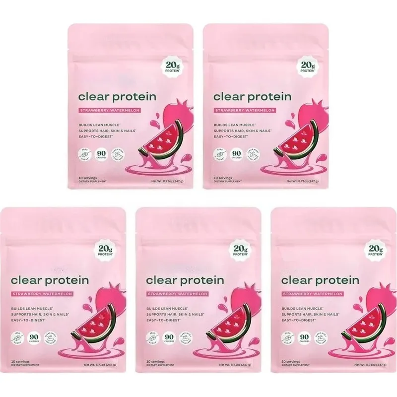 Proteína em pó transparente com 20g de proteína por porção, mistura de enzimas digestivas e peptídeos de colágeno bovino - 10 porções
