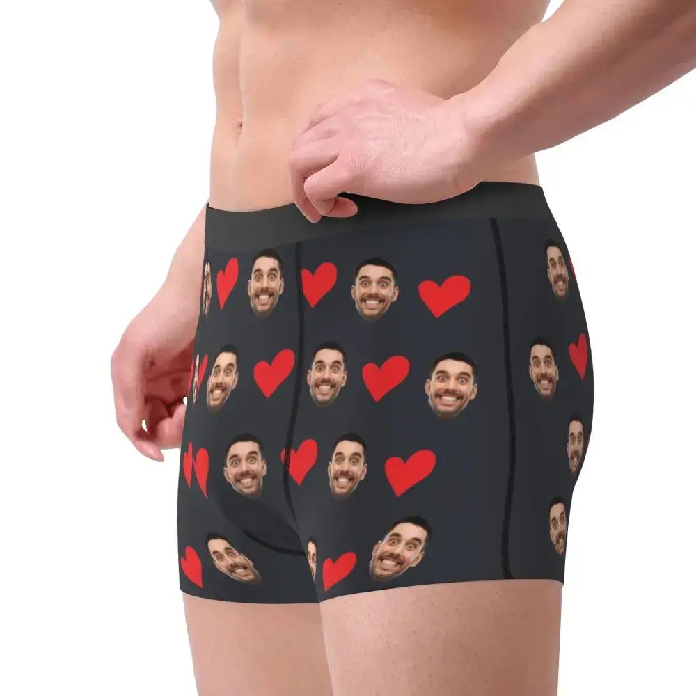 Personalized Face Photo Underwear Custom Heart Boxer Briefs Men Briefs Gift For Husband Anniversary Gift for Dad