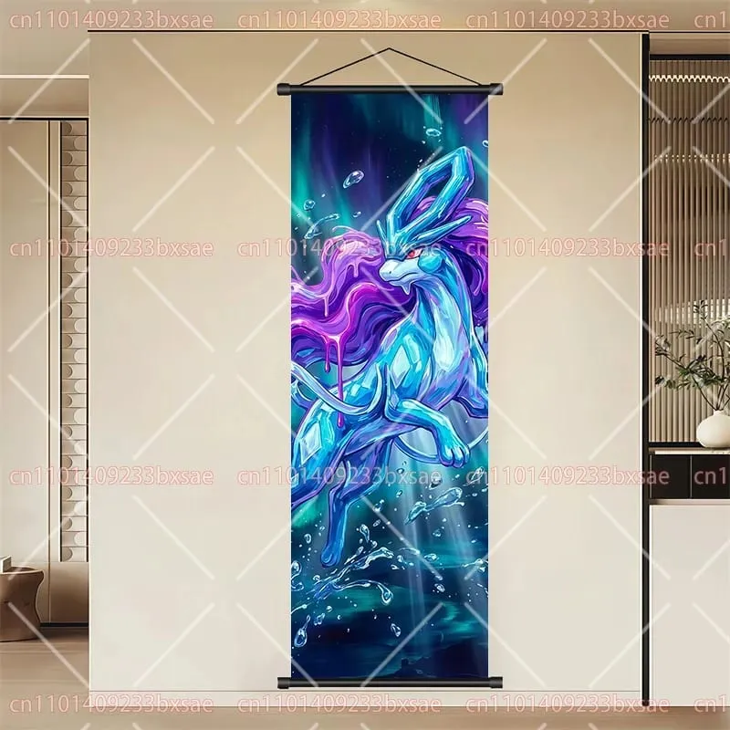 Pokémon anime hd rolagem pintura eevee pikachu suicune charizard mewtwo fundo arte da parede decoração cartaz presente das crianças