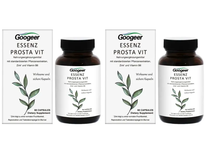 Googeer Masculino Prosta Vit Essenz Cápsulas de Suporte à Saúde da Bexiga e do Trato Urinário com Zinco Vitamina B6 Saw Palmetto 60 Contagem