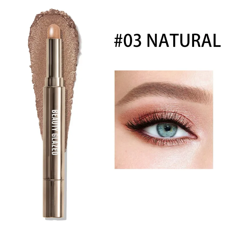 10 cores dupla extremidade sombra de olho vara com esponja escova perolada duradoura sombra caneta contorno portátil maquiagem cosméticos