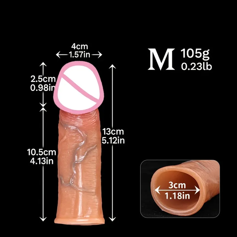 Penis Enlargement for Men Sleeve Cock Ring Delay Ejaculation Penis Extender Condom Lock Ring Sex Toys Artificial Penis Training