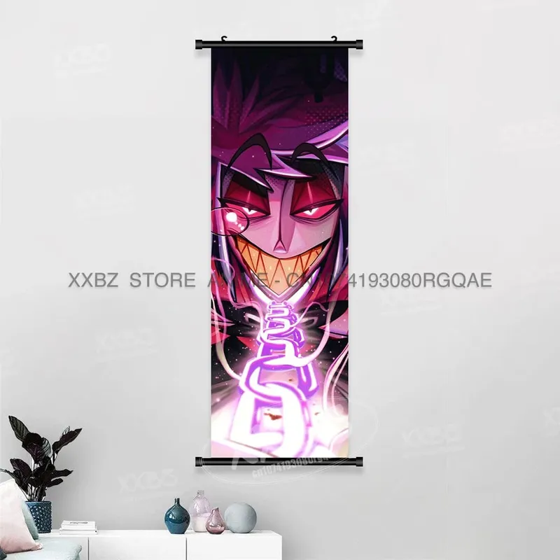 Simple Black Comedy Hazbin Hotel Home Decoration Hanging Painting Cartoon Wall Artwork Scrolls Picture Room Canvas Print Posters