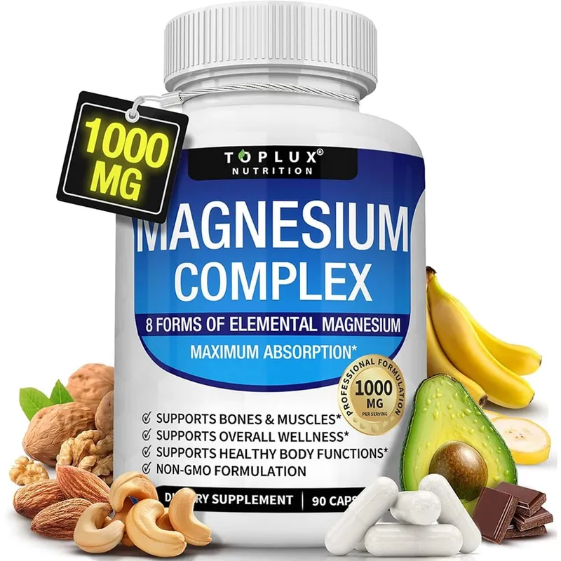 Suplemento complexo de magnésio premium 1000mg Glisinato de magnésio 525mg Complexo de açúcar no sangue 940mg Cápsulas de Moringa 1200mg Não OGM