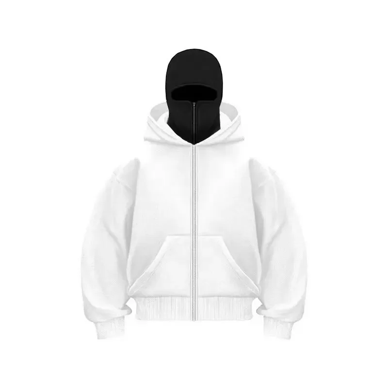 2025 Autumn Men Balaclava Y2K Gothic Harajuku Winter New Item Double Hooded Sweatshirt Men's Hooded Mask Zipper Sportswear Women