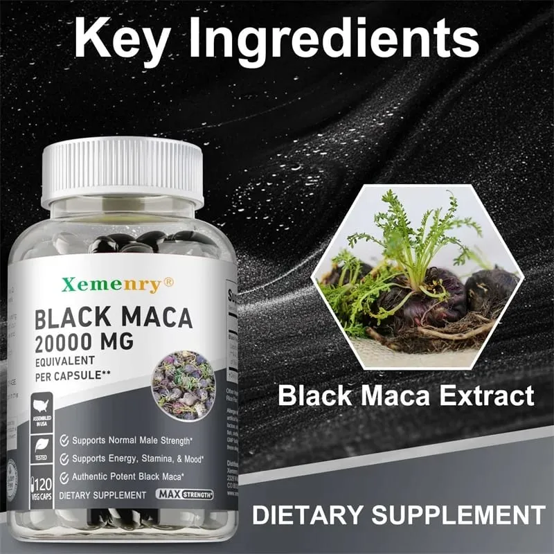 Suplemento de raiz de maca preta - melhora a resistência, a força e o humor, melhora o desempenho e aumenta a energia