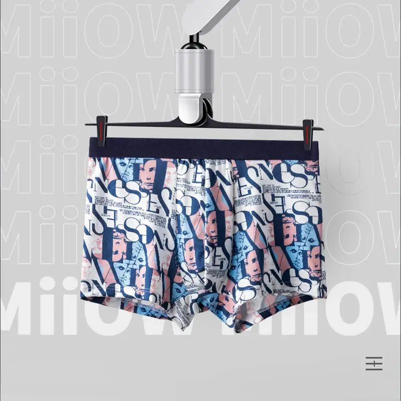MiiOW 4Pcs Man Underwear Boxers Men's Panties Breathable Polyester Innerwear Sexy Men Underpants Boxershorts Antibacterial