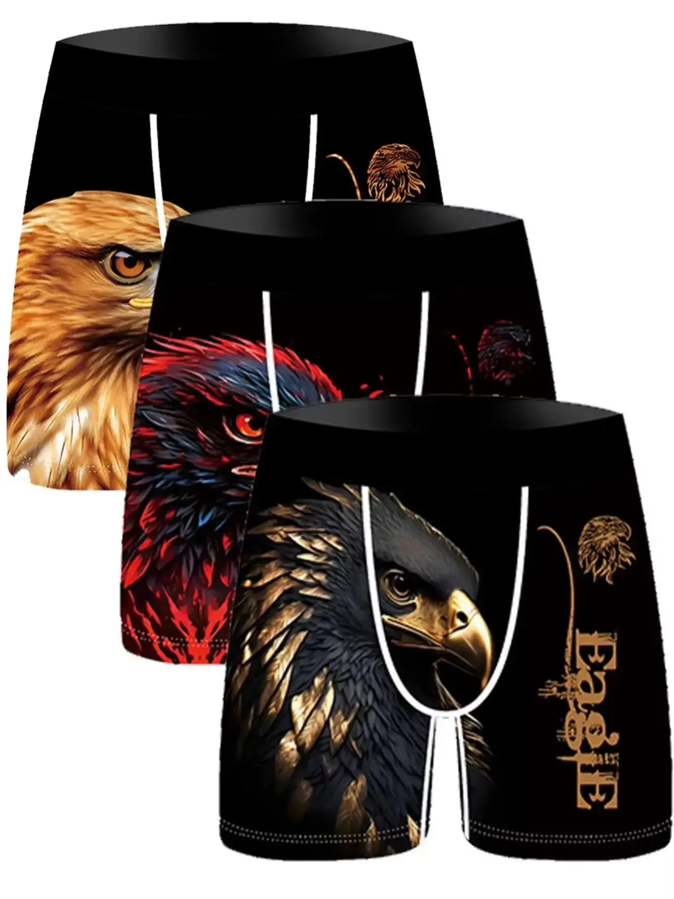 Lot de 3 boxers à la mode pour hommes, sous-vêtements confortables, doux, à la mode, imprimés, décontractés et polyvalents pour hommes 3256813065858825