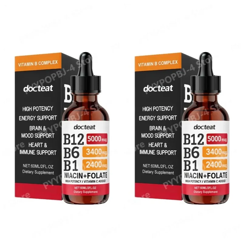 Docteat B 複合滴劑 60 毫升高效 B12 5000 微克甲鈷胺能量腦情緒心臟免疫支持非基因改造素食