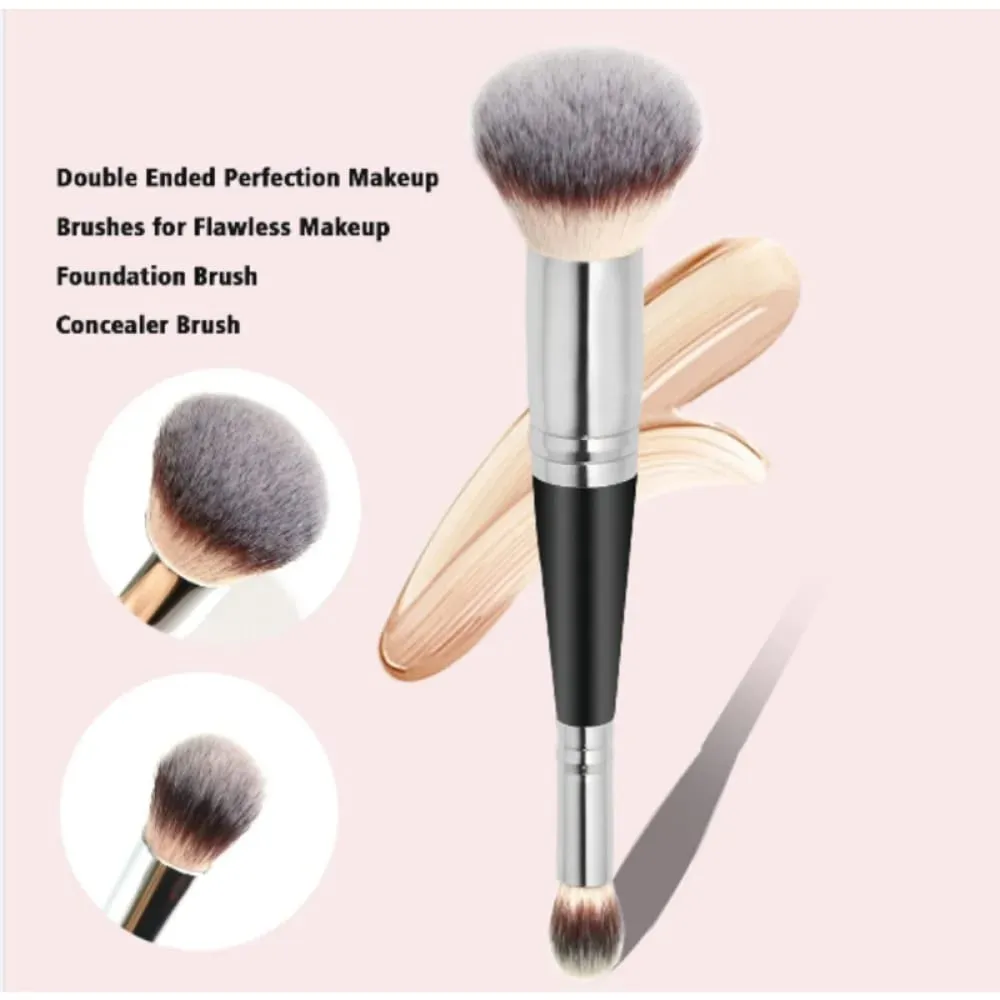 Pincéis de maquiagem profissional de cabeça dupla 2 em 1, pincel de base, corretivo, iluminador, pó, blush, ferramentas de maquiagem de beleza