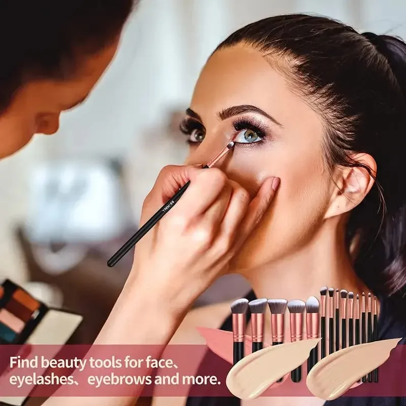 14 pçs pincéis de maquiagem conjunto profissional fundação sombra de olho corretivos mistura blush escova kabuki macio fofo feminino ferramenta beleza — image 5
