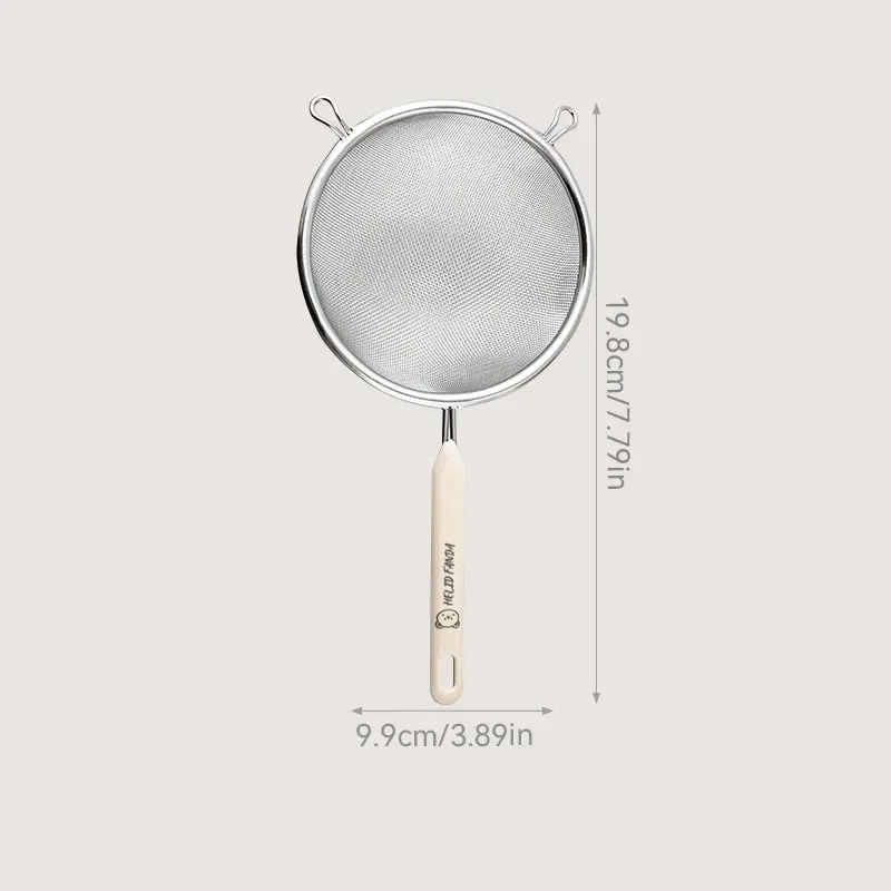 Filtro de resíduos de aço inoxidável 304 durável com alça de plástico filtro de malha fina peneira de farinha óleo skimmer colher utensílios de cozinha
