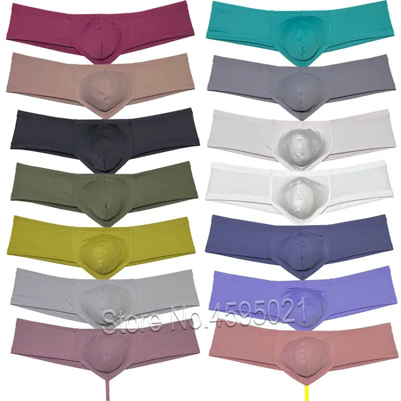 Men's Sexy Low Rise Mini Briefs Panties Solid String Crotch Brazilian Bikini Underwear Solid Enhance Pouch Boxer Briefs for Men