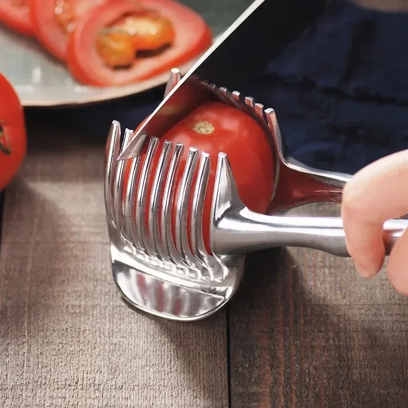 Fatiador portátil de cozinha em aço inoxidável, laranja, limão, tomate, clipe de corte, fatiador de frutas, cebola, acessório de cozinha