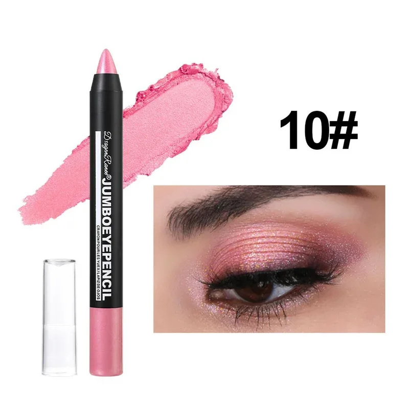 Smoky Green Eyeshadow Pencil Waterproof Pearlescent Metallic Glitter Eye Shadow Stick Highlighter Pen Eye Makeup Tools 12 Colors