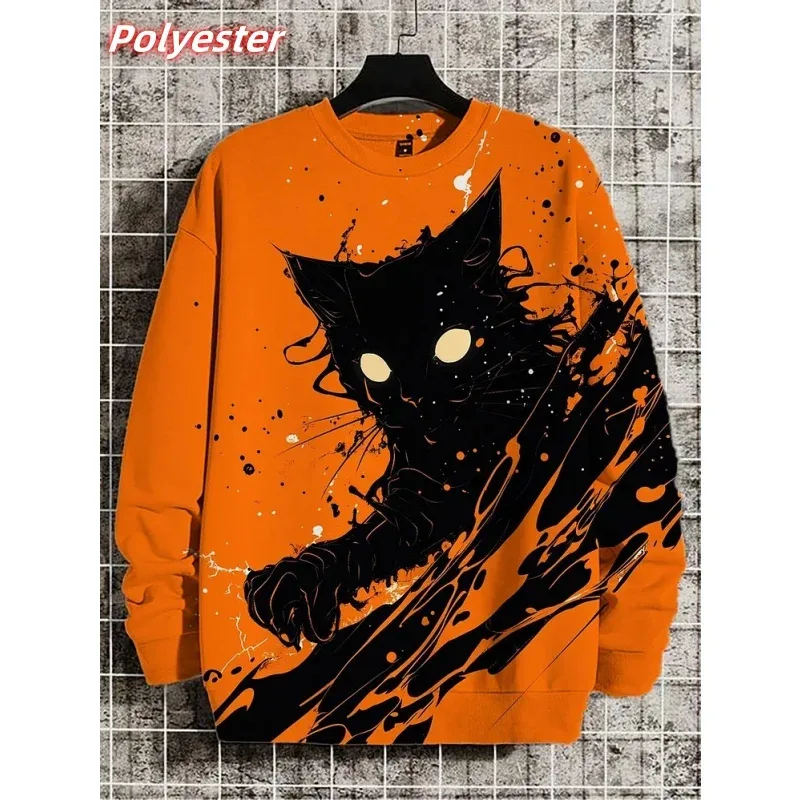 Gato sushi padrão hoodie para homens animais bonitos 3d impresso pulôver outono manga longa solto em torno do pescoço hoodies moletom topos