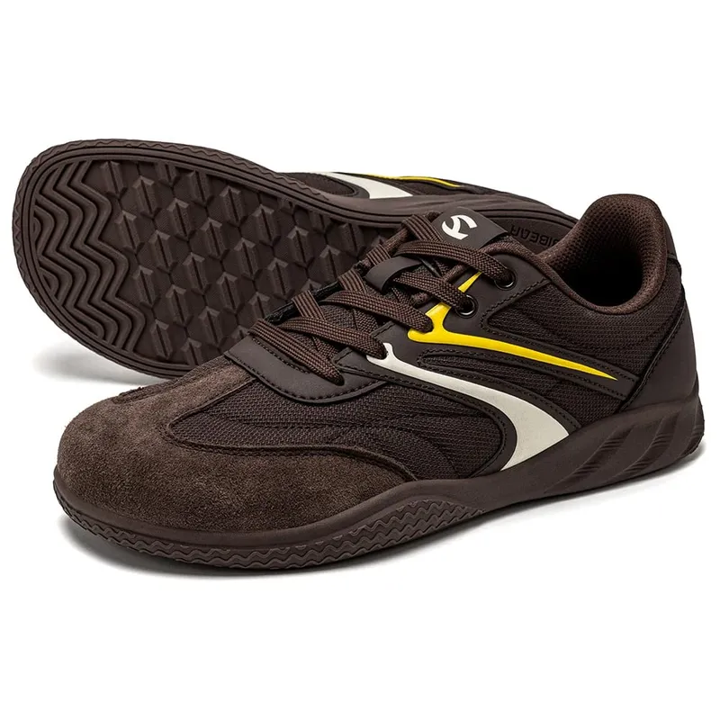 Sapatos descalços de largura larga unissex couro artificial tênis minimalistas rendas retro sapatos de caminhada para mulher