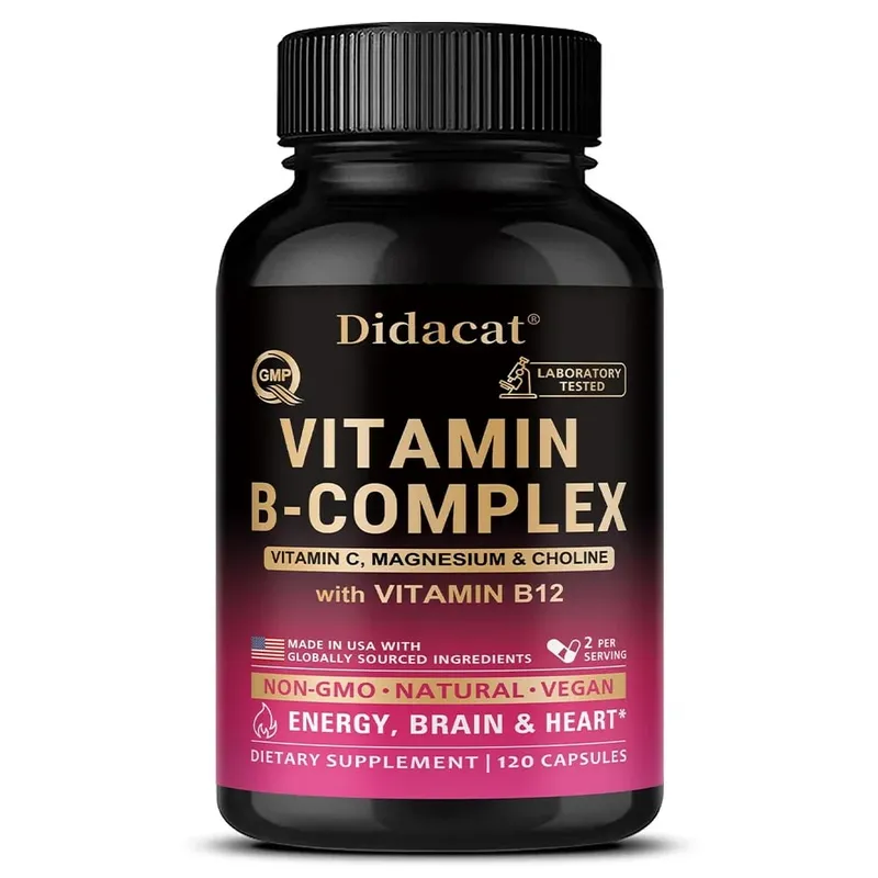 Complexo de Vitamina B com Vitamina C Colina e Inositol Suporta Metabolismo Energético Saúde Nervosa Cardio Bem-Estar e Defesa Imunológica