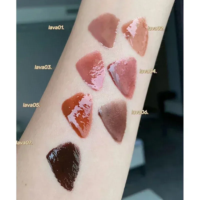 Espelho aguado chocolate brilho labial longa duração hidratante cristal geléia lábio matiz batom natureza nude lábios maquiagem cosméticos