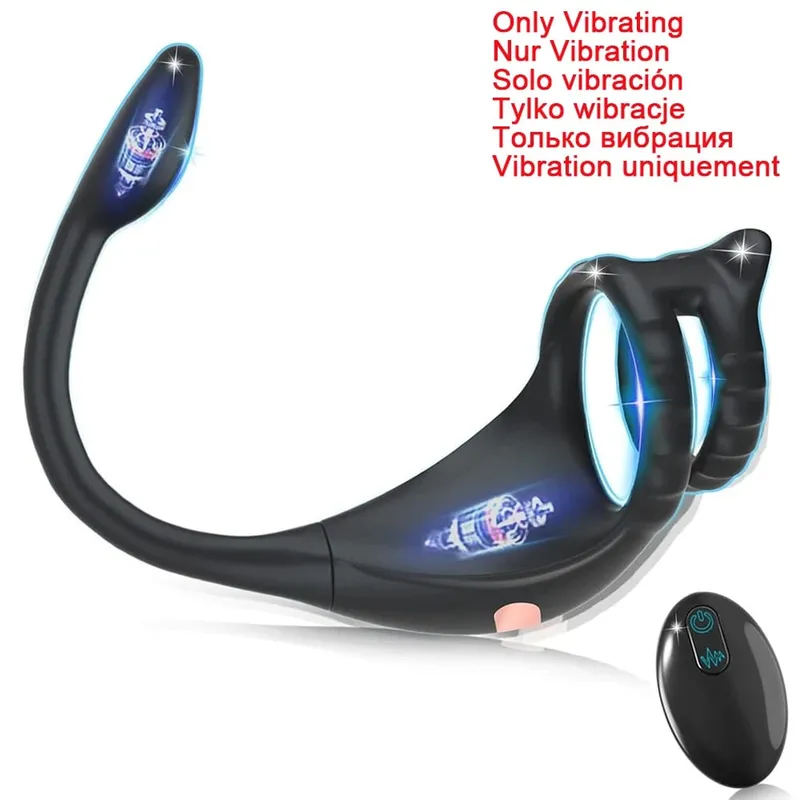 遙控推力振動前列腺按摩器屁股塞公雞環男同性戀肛門振動器陰莖環性玩具男式