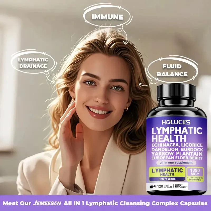 Cápsulas linfáticas 1300 mg, suplemento de suporte, ajuda ao equilíbrio hormonal lipedema, desintoxicação natural para pele clara e vitalidade