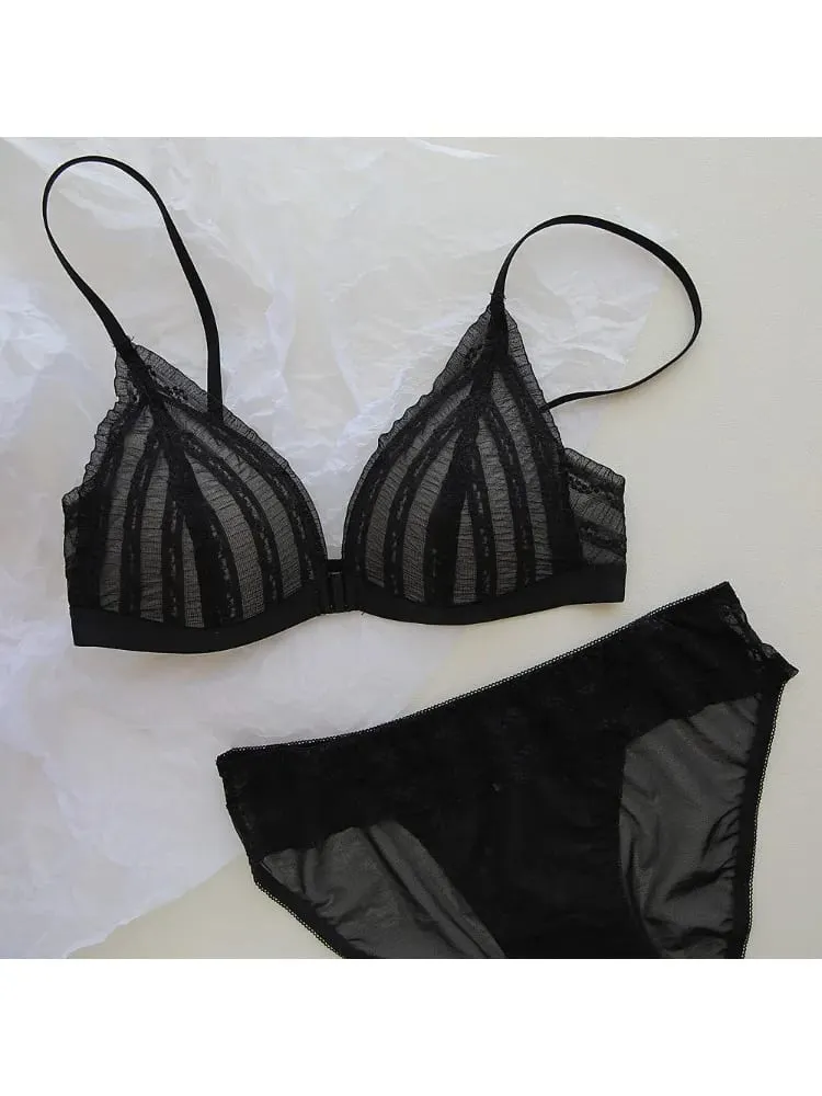Sutiã push up para seios pequenos, bralette de renda frontal sem fio, copo triangular, roupa íntima sexy, copo demi fino, peito pequeno
