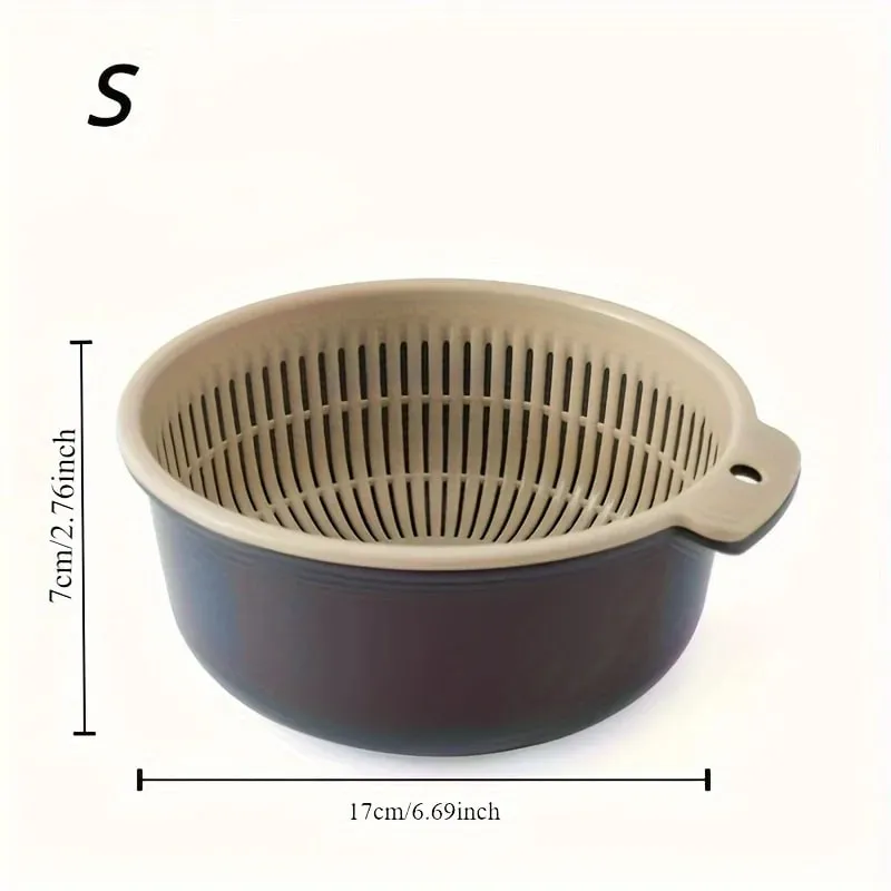 Kitchen Fruit Tray Removable Double Layer Fruit And Vegetable Basin Draining Basket Creative Household Rotating Washing Basket