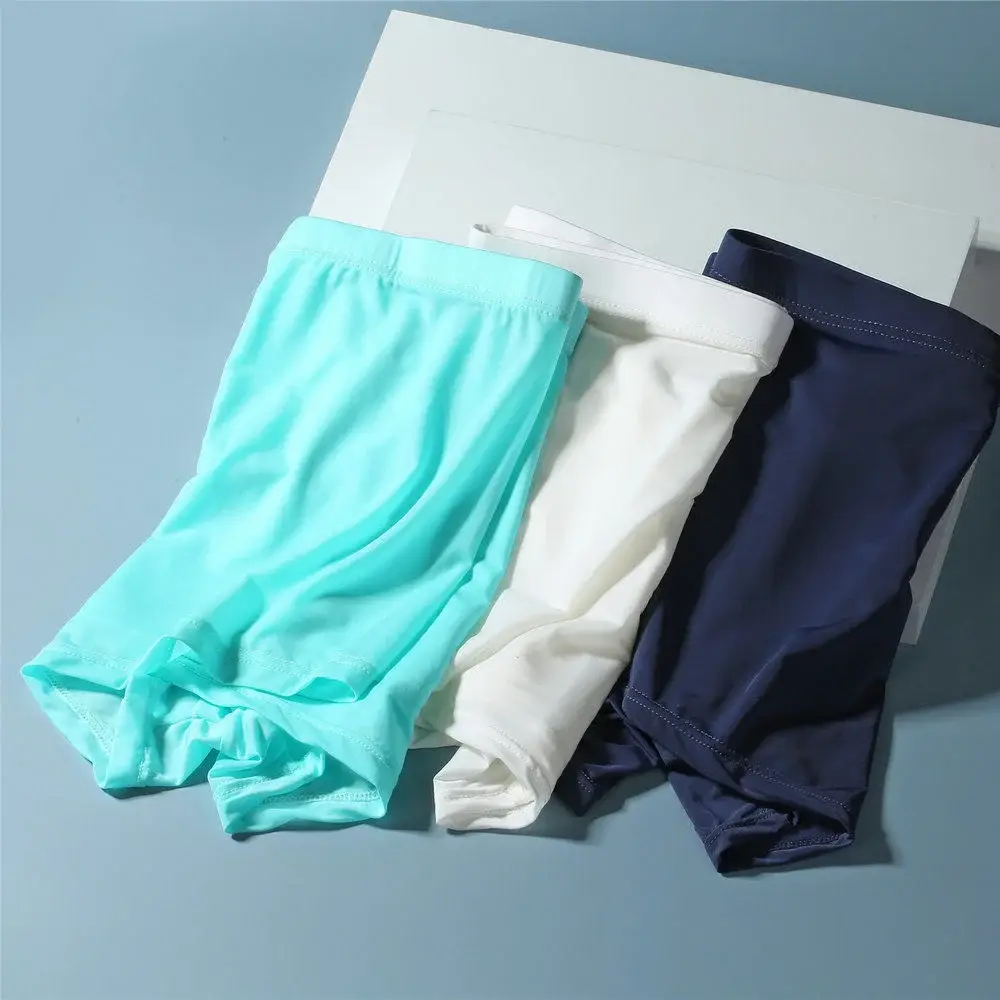 Cool Men's Ice Silk U Convex Underwear Summer Ultra-thin Transparent Boxer Shorts Sexy Male Trunks Plus Size M-XXL
