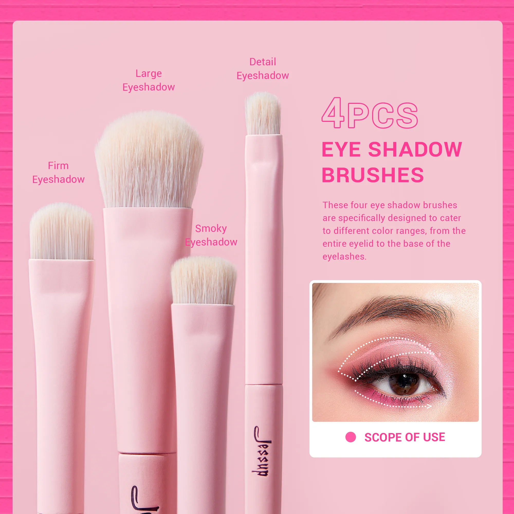 Jessup Eyeshadow Brush Set Pink Eye Makeup Brushes Concealer Brush Premium Vegan Eyeshadow liner Blending Brush for Makeup T496