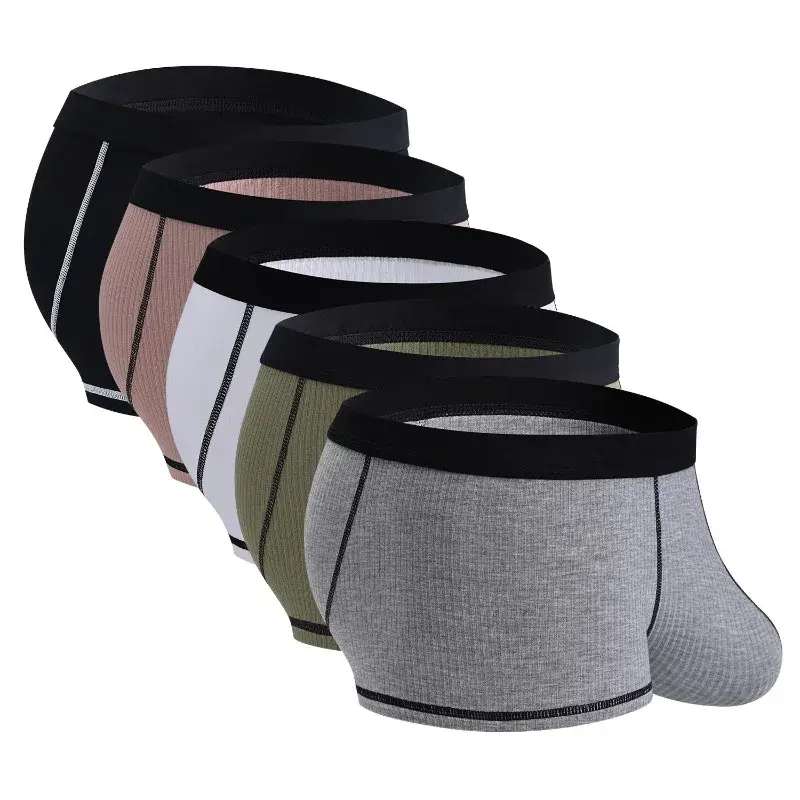 Cueca boxer masculina grande, bolsa escrotal, estiramento sólido, cintura baixa, respirável, bolsa de cornete em u, tronco confortável