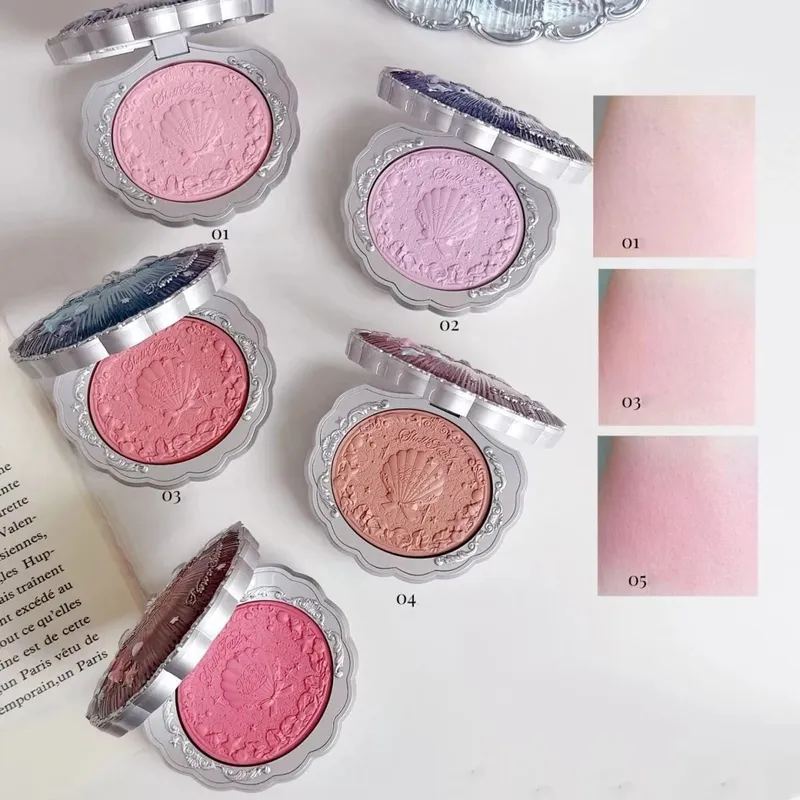 Flor sabe coleção de joias de concha, maquiagem profissional, conjunto de presente, sombra, blush, esmalte labial, kit de primer de correção de pó