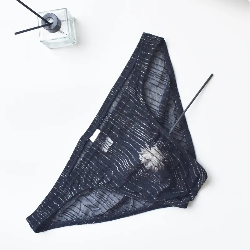 Roupa íntima sexy masculina, malha transparente e divertida, calças triangulares finas e transparentes de secagem rápida, roupa íntima respirável de cintura baixa — image 9
