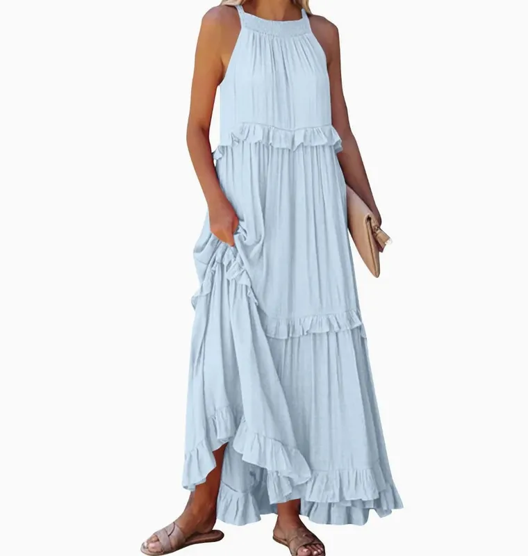 Vestidos com borda de folha de lótus para mulheres