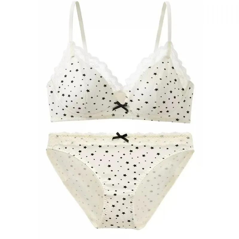 Conjunto de sutiã feminino sem arame, suporte macio push-up para busto pequeno, evita flacidez e propagação lateral, lingerie estilo feminino doce 32-38